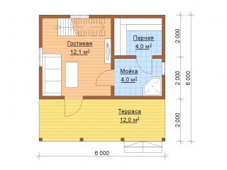 Баня-Дом 6х6м проект Каролина 49.9м2 из бруса