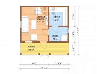 Баня-Дом 6х6м проект Лаура 55.8м2 из бруса