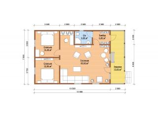Дом 12.5х7.5м проект Майкл 94м2 из бруса