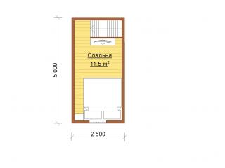Дом 6х5м проект Оскальд 42.5м2 из бруса