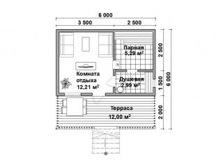 Баня 6х6м проект Анжелика 36м2 из бруса